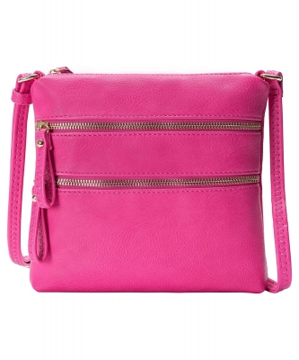 Multi Zip Pocket Crossbody Bag WU085 FUCHSIA